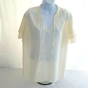 Ava & Viv Women's Plus Size White Eyelet Sleeve Sheer Blouse Size 1X